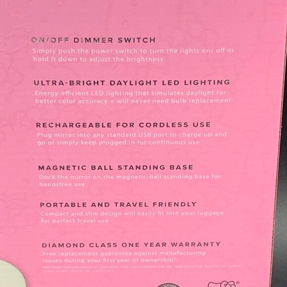 Impressions Vanity Hello Kitty LED Hand Mirror W/ Standing Base Rechargeable USB - Picture 3 of 5